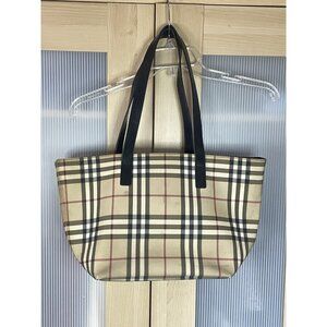 Burberry Nova Check Beige Tote Bag Shoulder Medium Designer Casual Preppy Career
